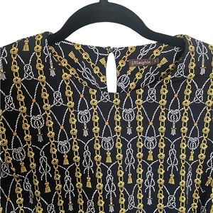 J. McLaughlin Black Dress with Gold Chains